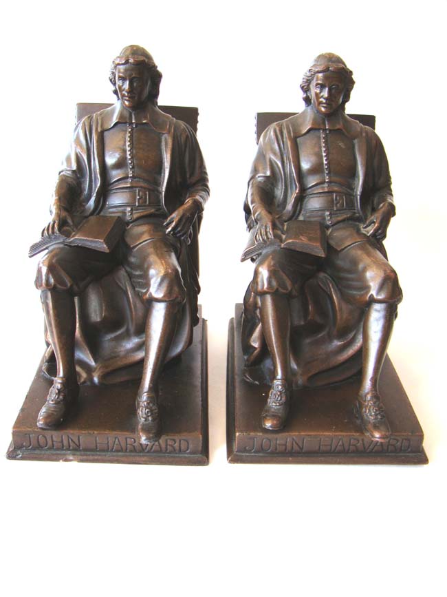 A Fine and RARE pair of Antique JOHN HARVARD Bookends by Jennings Brothers circa 1900-1915 — image 2